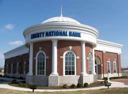 columbus, ohio Liberty national bank aluminum curved sheet metal cornice system. prefabricated standing seam sheet metal dome dome